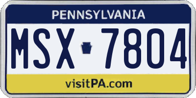 PA license plate MSX7804