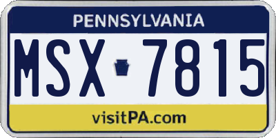 PA license plate MSX7815