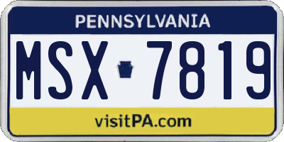 PA license plate MSX7819