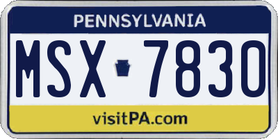 PA license plate MSX7830