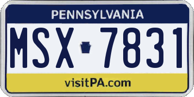 PA license plate MSX7831