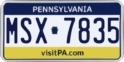 PA license plate MSX7835
