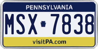 PA license plate MSX7838