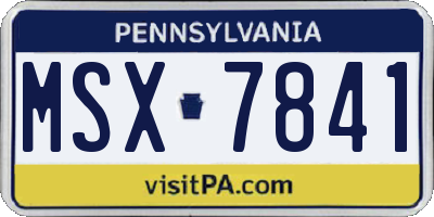 PA license plate MSX7841