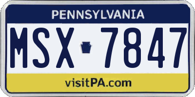 PA license plate MSX7847