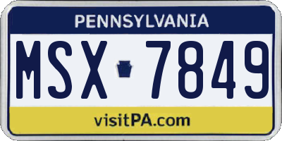 PA license plate MSX7849