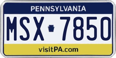PA license plate MSX7850