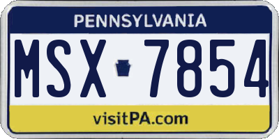 PA license plate MSX7854