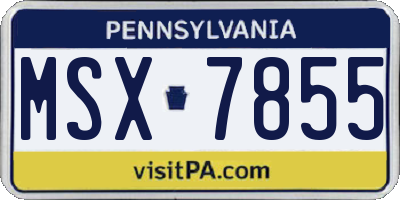 PA license plate MSX7855