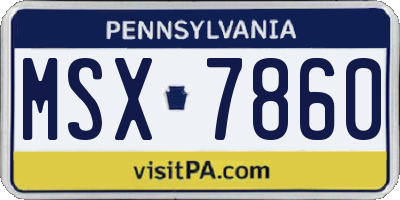 PA license plate MSX7860
