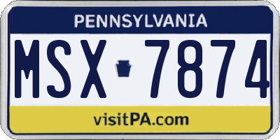 PA license plate MSX7874