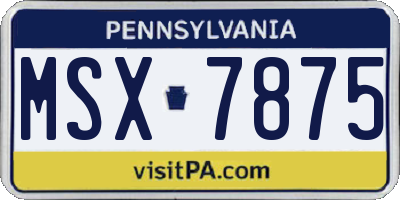 PA license plate MSX7875