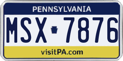 PA license plate MSX7876