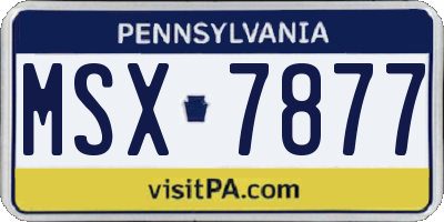 PA license plate MSX7877
