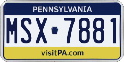 PA license plate MSX7881