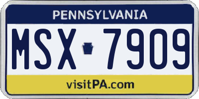 PA license plate MSX7909