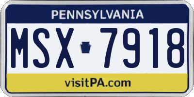 PA license plate MSX7918