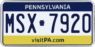 PA license plate MSX7920
