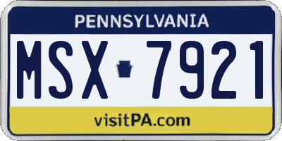 PA license plate MSX7921