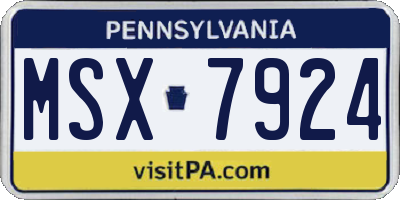 PA license plate MSX7924