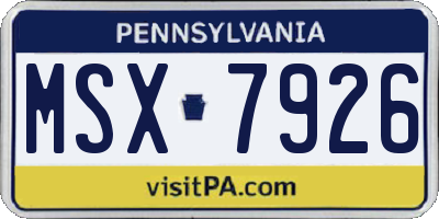 PA license plate MSX7926