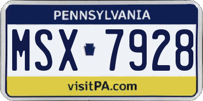 PA license plate MSX7928