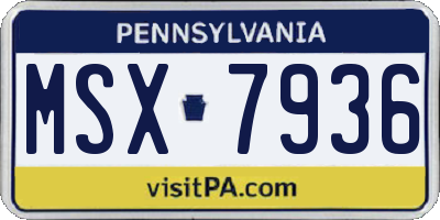 PA license plate MSX7936