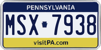 PA license plate MSX7938