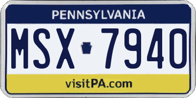 PA license plate MSX7940