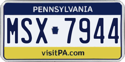 PA license plate MSX7944