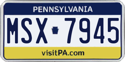PA license plate MSX7945