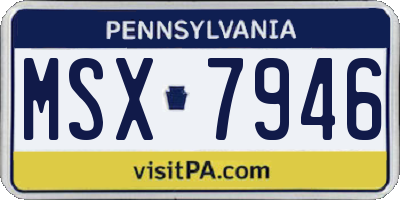 PA license plate MSX7946