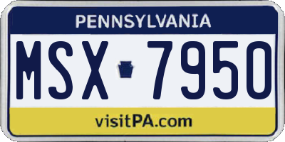 PA license plate MSX7950