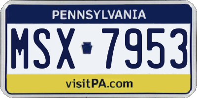 PA license plate MSX7953