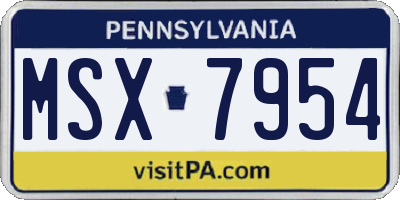 PA license plate MSX7954