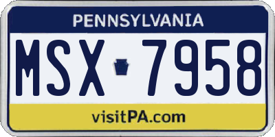 PA license plate MSX7958
