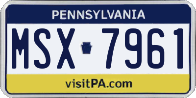 PA license plate MSX7961
