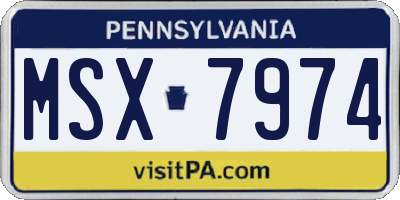 PA license plate MSX7974