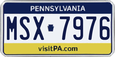 PA license plate MSX7976