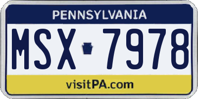 PA license plate MSX7978