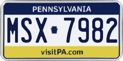 PA license plate MSX7982