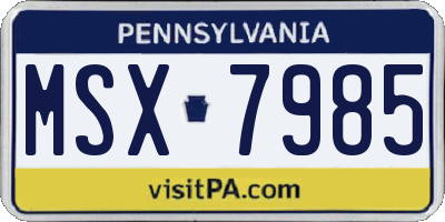 PA license plate MSX7985