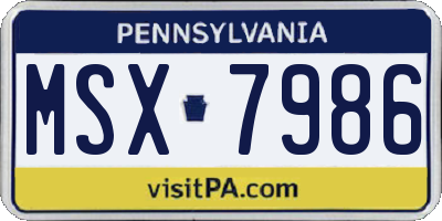 PA license plate MSX7986