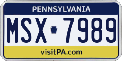 PA license plate MSX7989