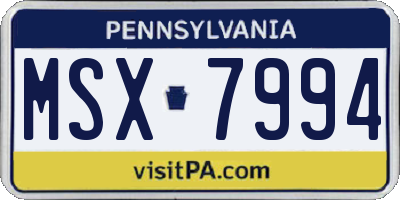 PA license plate MSX7994