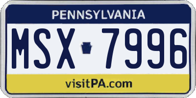 PA license plate MSX7996