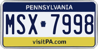 PA license plate MSX7998