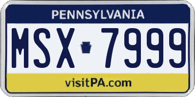 PA license plate MSX7999
