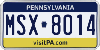 PA license plate MSX8014