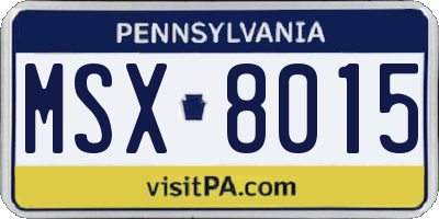 PA license plate MSX8015